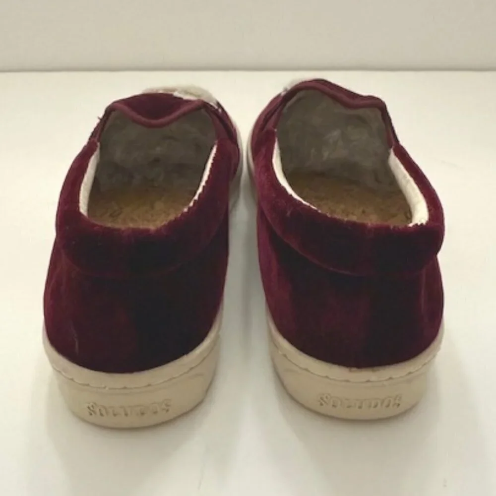 Soludos Anthropologie Velvet Llama Slip-on Sneakers in Burgundy Women's 6 NWOB